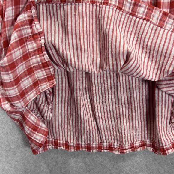 Entro Womens Small  Shift Dress Red White Plaid Tunic Top Cottage Core Pockets - Picture 12 of 15